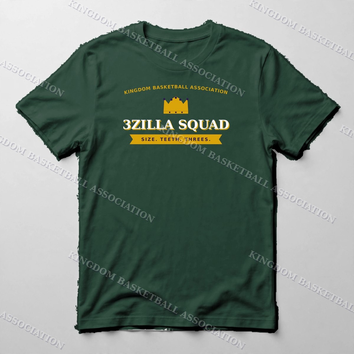 3Zilla Squad Banner Tee — Tee in Forest Green with the printed design