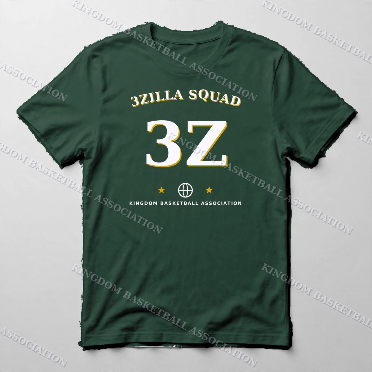 3Zilla Squad Varsity Tee — Tee in Forest Green with the printed design