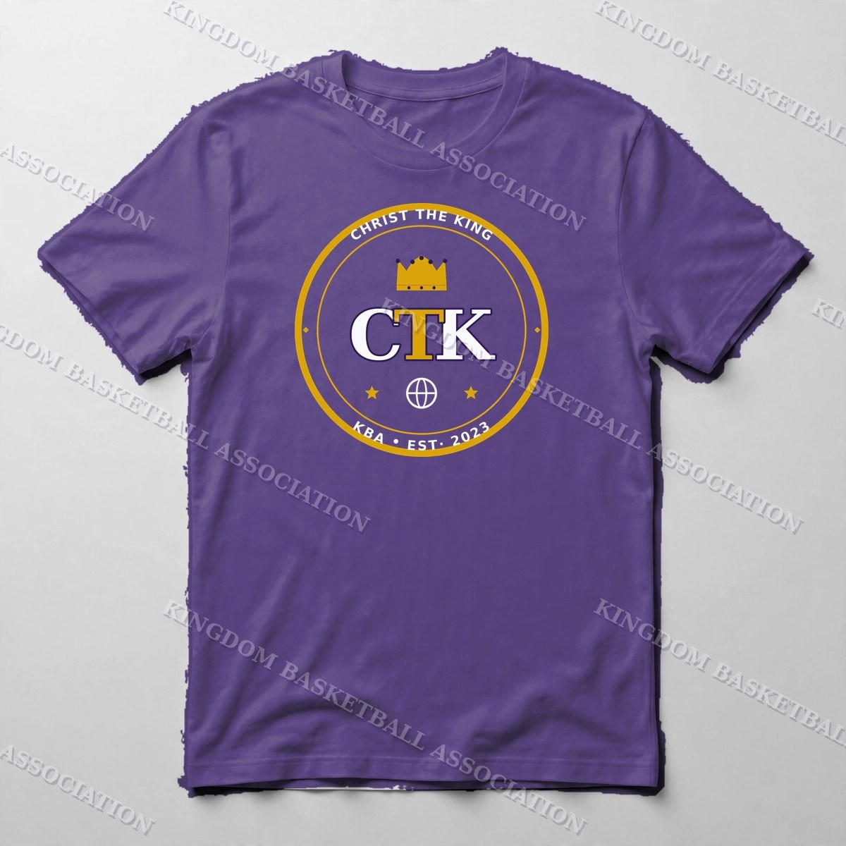 Christ The King Monogram Tee — Tee in Purple with the printed design