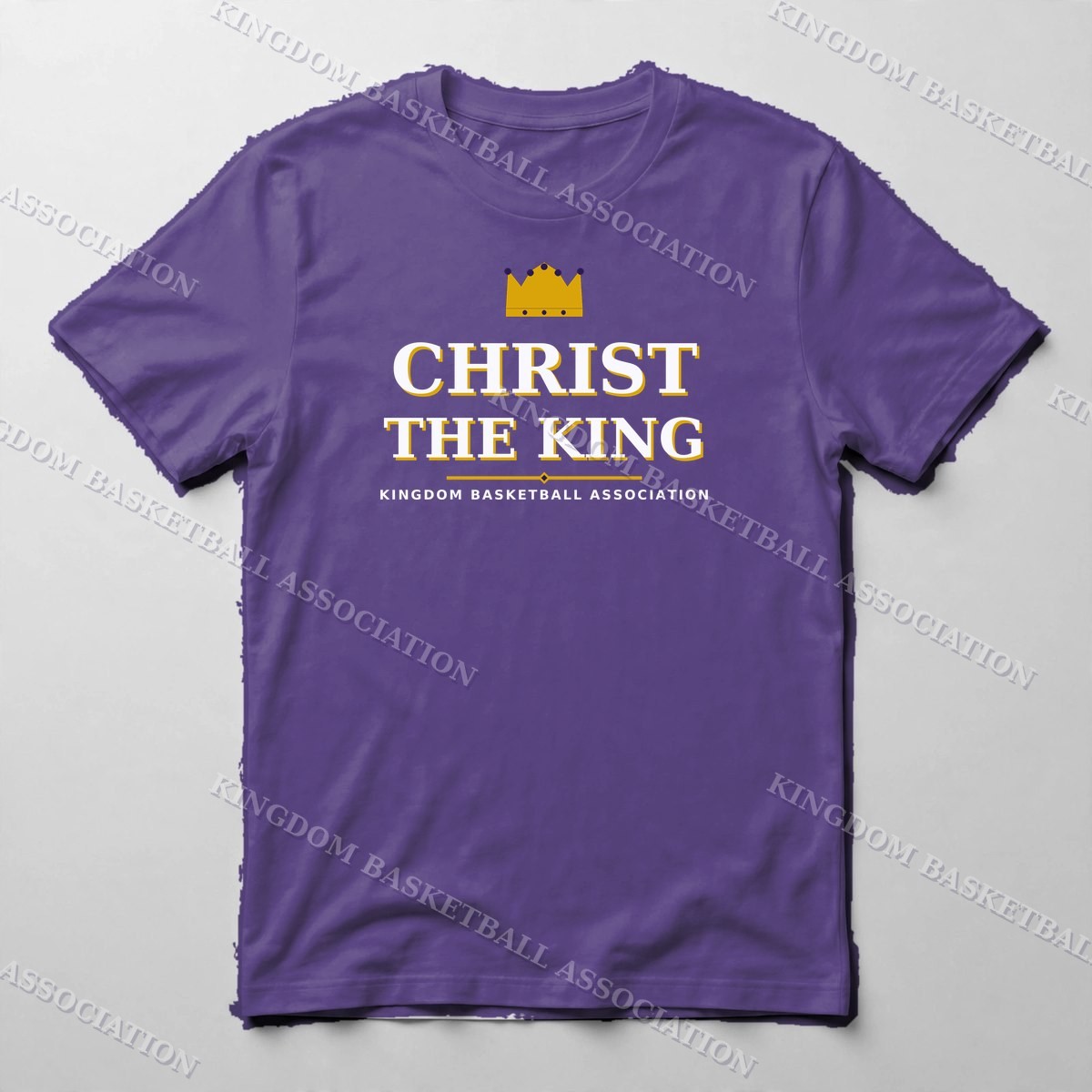 Christ The King Wordmark Tee — Tee in Purple with the printed design