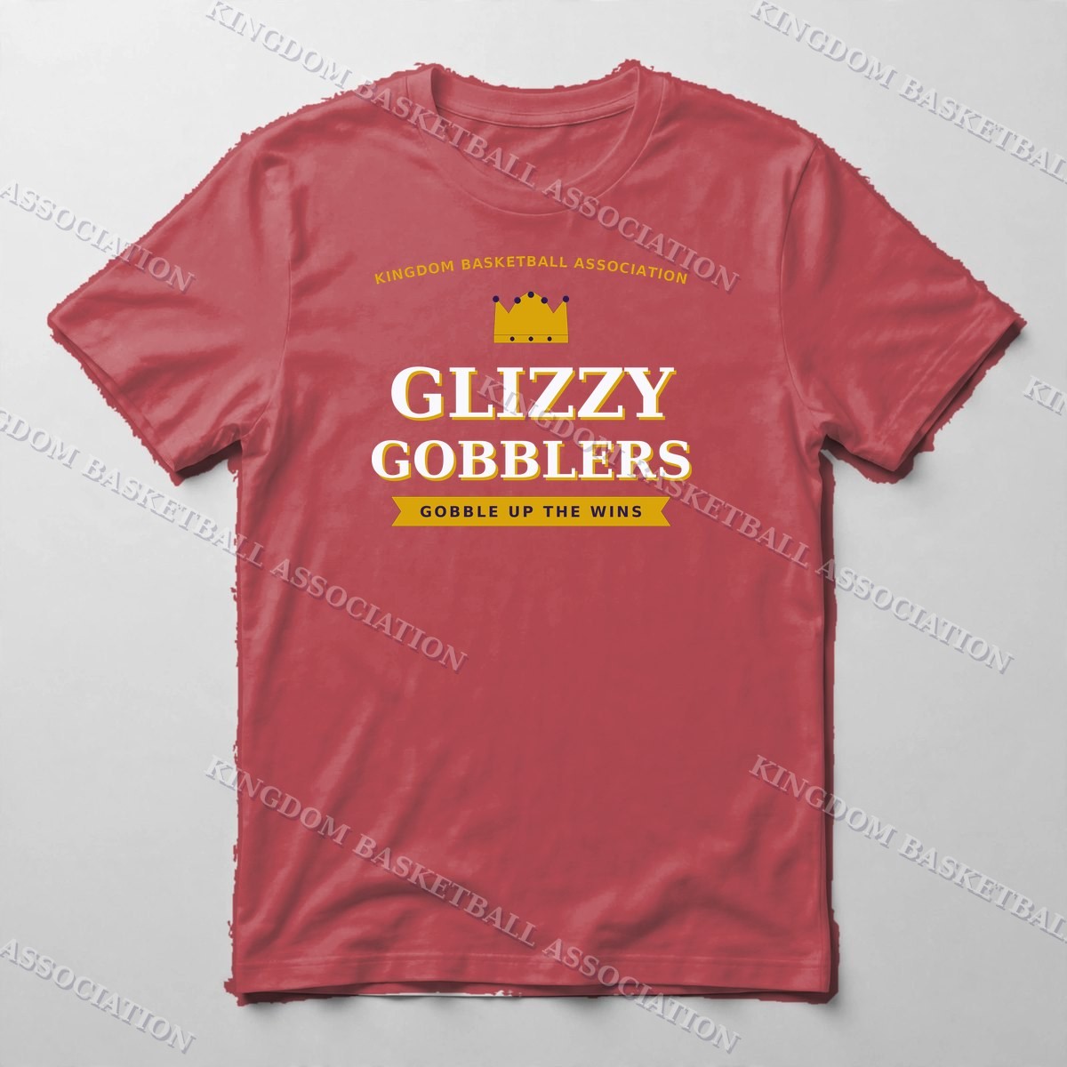 Glizzy Gobblers Banner Tee — Tee in Red with the printed design