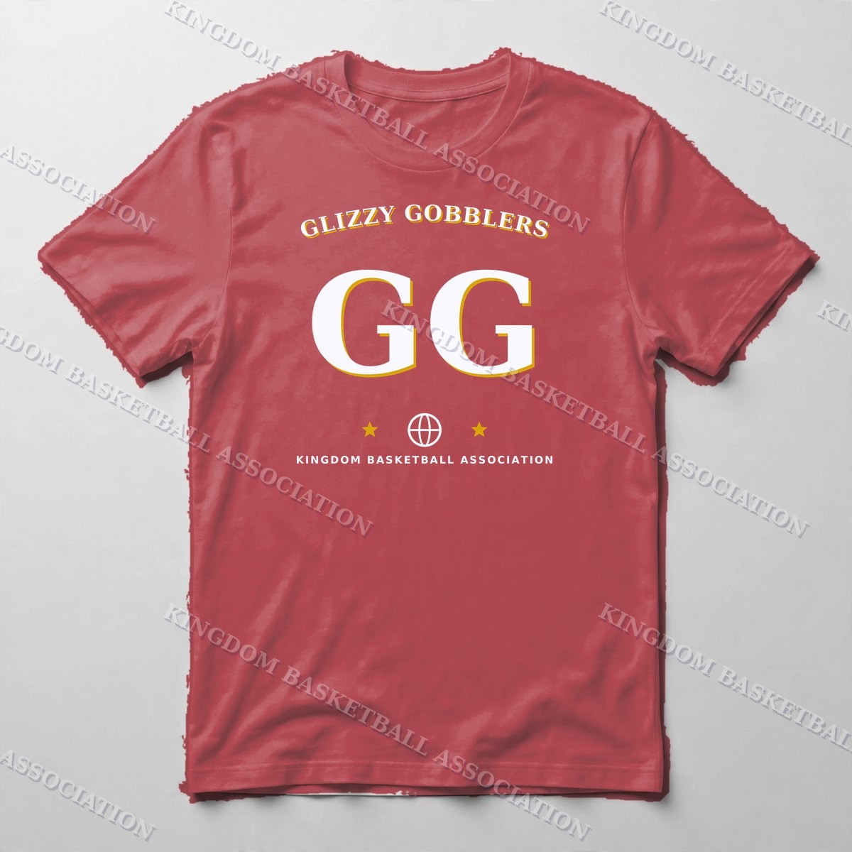 Glizzy Gobblers Varsity Tee — Tee in Red with the printed design