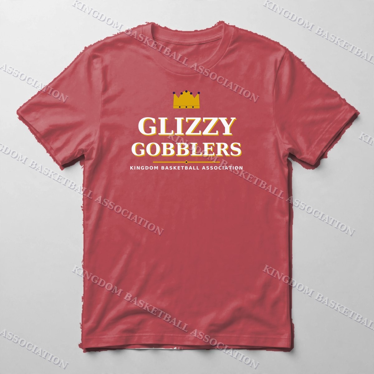 Glizzy Gobblers Wordmark Tee — Tee in Red with the printed design