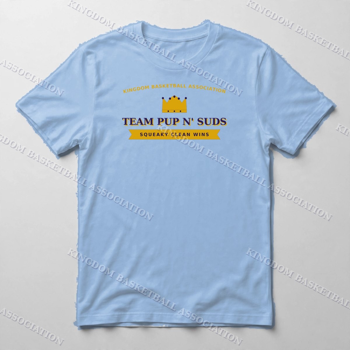 Team Pup n' Suds Banner Tee — Tee in Carolina Blue with the printed design