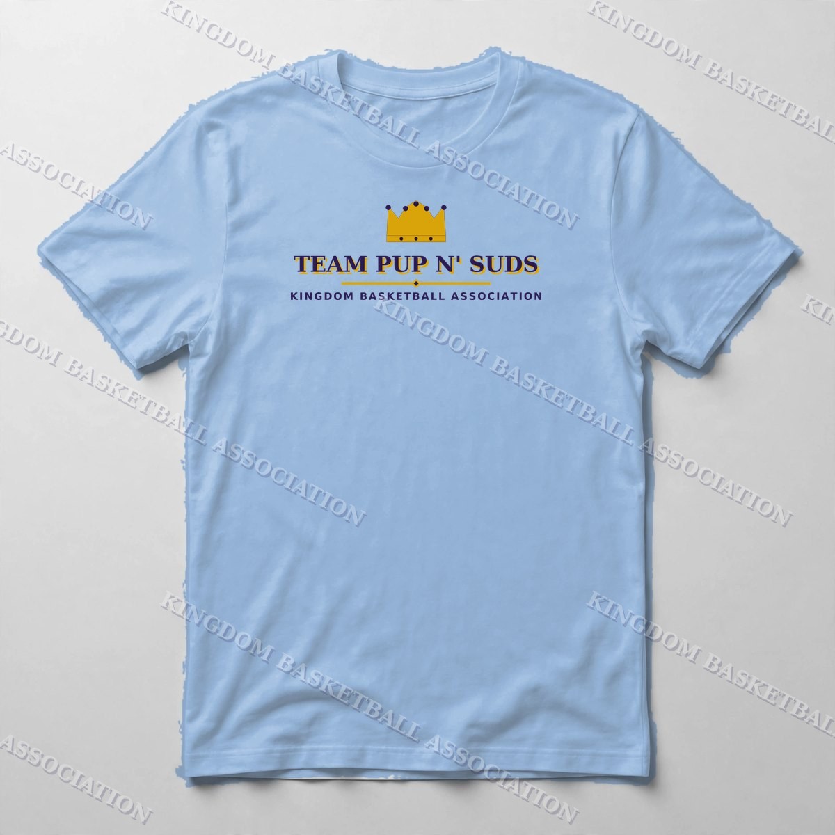 Team Pup n' Suds Wordmark Tee — Tee in Carolina Blue with the printed design