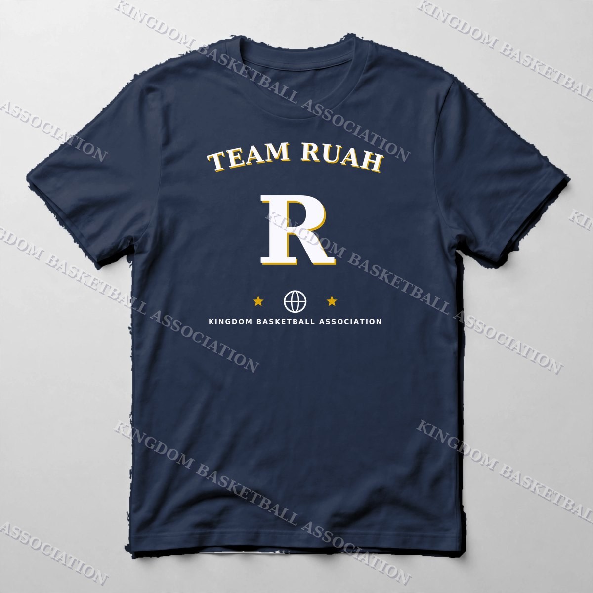 Team Ruah Varsity Tee — Tee in Navy with the printed design