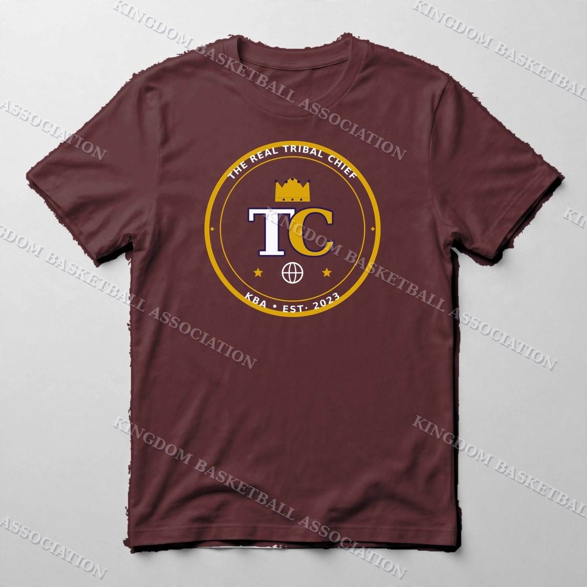 The REAL Tribal Chief Monogram Tee — Tee in Maroon with the printed design