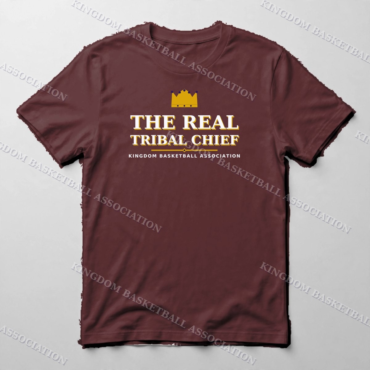 The REAL Tribal Chief Wordmark Tee — Tee in Maroon with the printed design